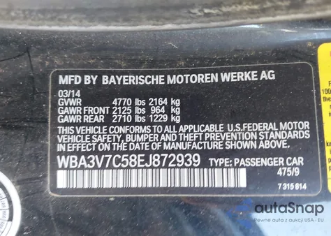 2014 BMW 428I from USA, damaged, VIN WBA3V7C58EJ872939